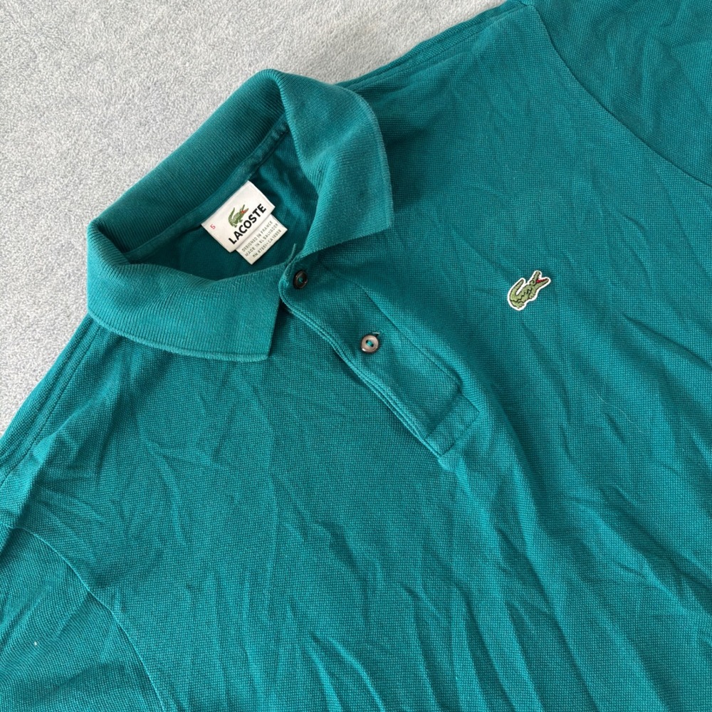 Lacoste Mens Short Sleeve Pique Polo Shirt Teal Green Size 5 5191L Logo Cotton